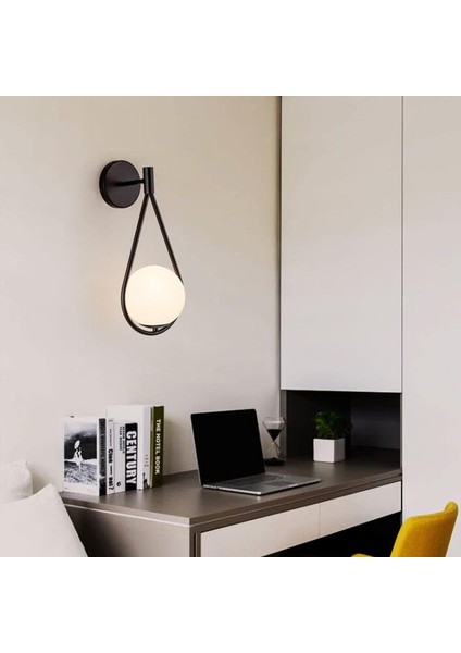 Topu Yuvarlak LED Duvar Lambası Kapalı Siyah Duvar Lambası Ayarlanabilir Cam Metal Modern Yatak Odası Başucu (Yurt Dışından) fiyatları