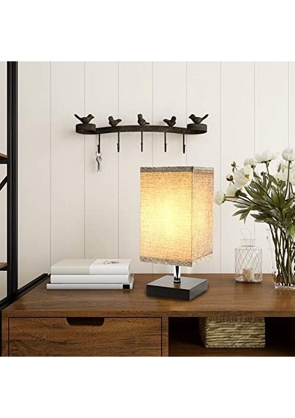 Başucu Lambası Kumaş Abajur, Masa Lambası, Modern ve Iskandinav Tasarımı, Doğal ve Açık Ahşap Taban, Oturma Odası Ofis Için E27 Priz ve Priz (Led Ampul Dahil) (Yurt Dışından) indirimleri