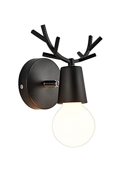 Kapalı Ferforje Geyik Boynuz Duvar Lambası Çocuk Odası Için Kapalı Duvar Lambası Aydınlatma Basit Modern Stil Spot Işığı (Siyah) (Yurt Dışından) fiyatları