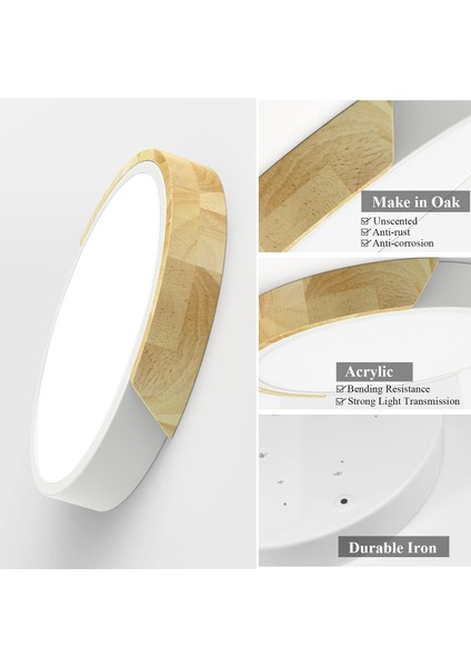 LED Tavan Işığı 24W, Nötr Beyaz 4500K LED Tavan Lambası 2400LM, Iç Aydınlatma LED Tavan Işığı Demir ve Meşe, Mutfak Oturma Odası Yatak Odası Ofis Için Beyaz Tavan Işığı (Yurt Dışından) fiyatları