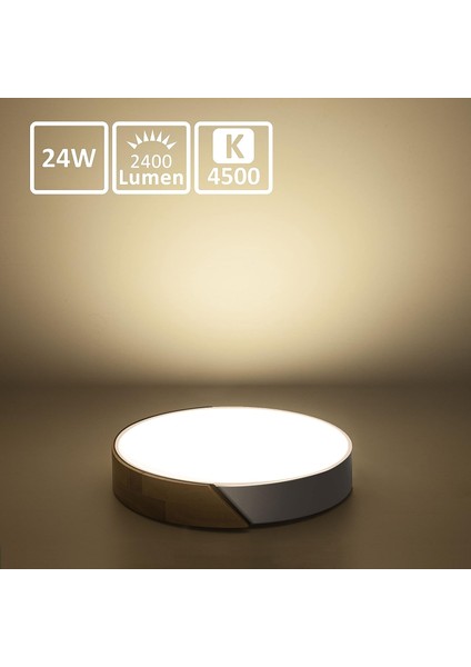 LED Tavan Işığı 24W, Nötr Beyaz 4500K LED Tavan Lambası 2400LM, Iç Aydınlatma LED Tavan Işığı Demir ve Meşe, Mutfak Oturma Odası Yatak Odası Ofis Için Beyaz Tavan Işığı (Yurt Dışından) modelleri