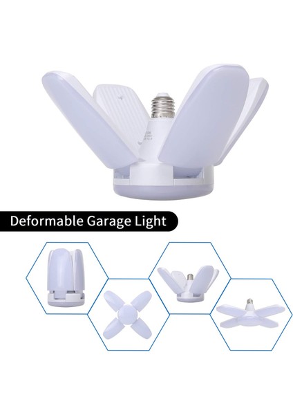 60W LED Garaj Lambası, E27 6000 Lümen Güvenlik Tavan Lambası, 4 Ayarlanabilir Panelli Dönüştürülebilir Atölye Işığı, Süper Parlak Gün Işığı (Yurt Dışından) fiyatları