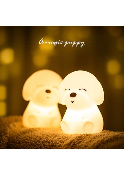 Köpek Gece Lambası Çocuklar, Kawaii Köpek Gece Lambası Çocuklar, Silikon Dokunmatik Gece Lambası Bebek, USB LED Işık Pille Çalışan (Yurt Dışından) modelleri