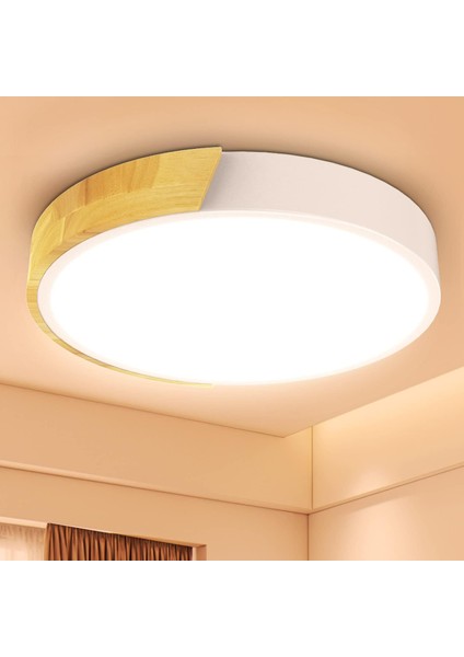 LED Tavan Işığı 24W, Sıcak Beyaz 3000K LED Tavan Lambası 2400LM, Iç Aydınlatma LED Tavan Işığı Demir ve Meşe, Mutfak Oturma Odası Yatak Odası Ofis Için Beyaz Tavan Işığı (Yurt Dışından)