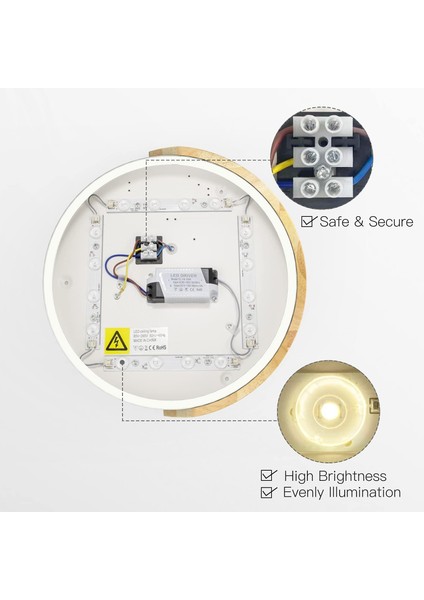 LED Tavan Işığı 24W, Sıcak Beyaz 3000K LED Tavan Lambası 2400LM, Iç Aydınlatma LED Tavan Işığı Demir ve Meşe, Mutfak Oturma Odası Yatak Odası Ofis Için Beyaz Tavan Işığı (Yurt Dışından) indirimleri
