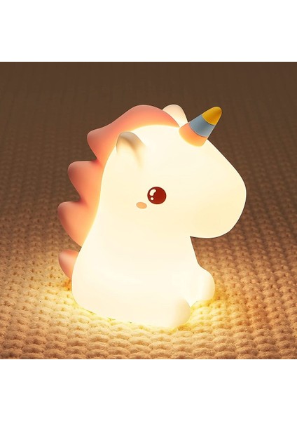 Unicorn Çocuk Gece Lambası, Kawaii Bebek Gece Lambası, Bebek Odası LED Başucu Lambası, USB Silikon Bakım Işığı (Yurt Dışından)