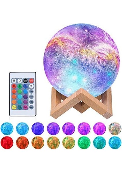 Ay Lambası Dokunmatik LED Gece Lambası, 3D 15CM Çok Renkli Ay Lambası Uzaktan Kumanda ile 16 Renk Kısılabilir, Yatak Odası Dekorasyonu Için USB Şarj Edilebilir (Yurt Dışından) fiyatları