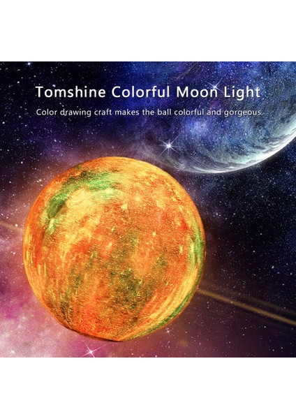 Ay Lambası Dokunmatik LED Gece Lambası, 3D 15CM Çok Renkli Ay Lambası Uzaktan Kumanda ile 16 Renk Kısılabilir, Yatak Odası Dekorasyonu Için USB Şarj Edilebilir (Yurt Dışından) modelleri