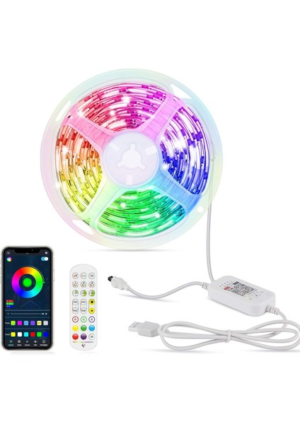 6m 5050 Rgb LED Şerit, Uzaktan Kumanda ve Akıllı Telefon Uygulaması ile Kontrol Edilen Işık Şeridi, Ev, Tv, Yatak Odası Dekorasyonu, Parti Için (Yurt Dışından)