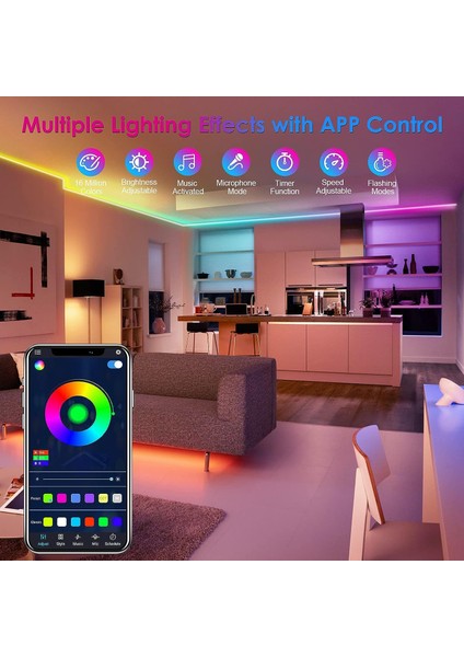 6m 5050 Rgb LED Şerit, Uzaktan Kumanda ve Akıllı Telefon Uygulaması ile Kontrol Edilen Işık Şeridi, Ev, Tv, Yatak Odası Dekorasyonu, Parti Için (Yurt Dışından) fiyatları