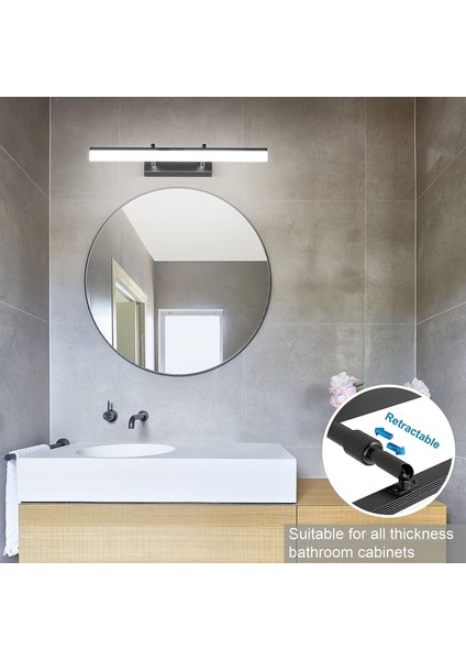 LED Ayna Lambası 50CM, Banyo Duvar Lambası 780LM 12W 6000K, Banyo Için Ayna Lambası IP44 LED Duvar Lambası Ayarlanabilir Işık Kafalı Modern Banyo Lambası (Siyah 50CM) (Yurt Dışından) modelleri