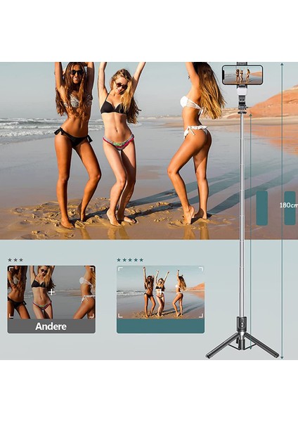 Yükseltilmiş Tripodlu Selfie Çubuğu - 2 LED Dolgu Işığı, Çıkarılabilir Uzaktan Kumandalı Ekstra Uzun Telefon Tripod'u (Yurt Dışından) fiyatları