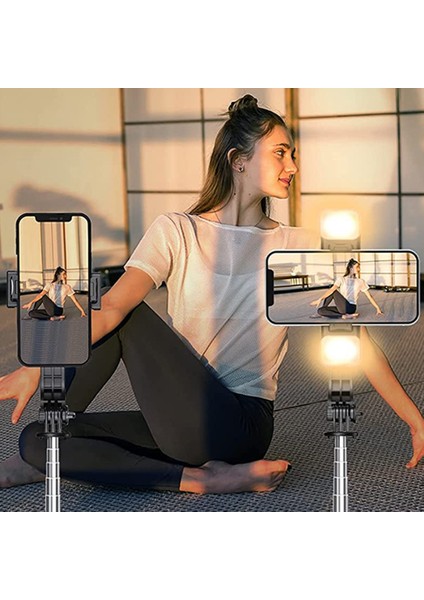 Yükseltilmiş Tripodlu Selfie Çubuğu - 2 LED Dolgu Işığı, Çıkarılabilir Uzaktan Kumandalı Ekstra Uzun Telefon Tripod'u (Yurt Dışından) modelleri