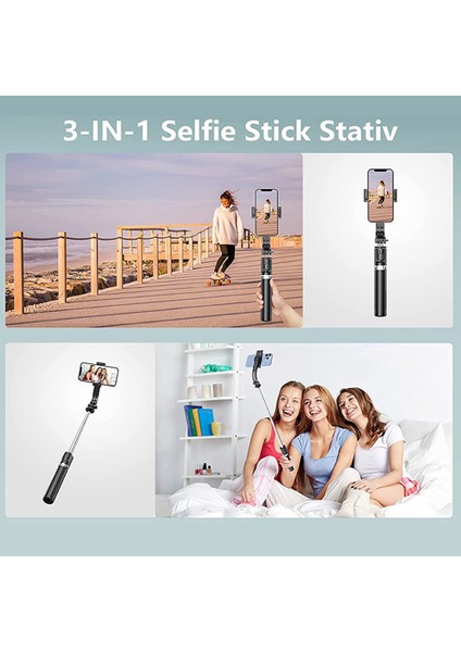 Yükseltilmiş Tripodlu Selfie Çubuğu - 2 LED Dolgu Işığı, Çıkarılabilir Uzaktan Kumandalı Ekstra Uzun Telefon Tripod'u (Yurt Dışından) indirimleri