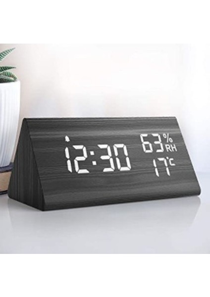 Çalar Saat Gece LED Tarihli Dijital Çalar Saat Ses Kontrollü Saat Ahşap Dijital Saat Iç Mekan Sıcaklığı 3 Ayarlanabilir Alarm Seti (Yurt Dışından) fırsatları