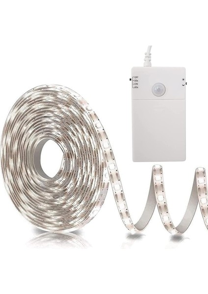 Pille Çalışan LED Şerit Hareket Sensörü, Dolaplar, Merdivenler, Mutfak, Yatak Için 2m 60 LED Pille Çalışan Hareket Sensörü Şerit Işığı (Beyaz) (Yurt Dışından)