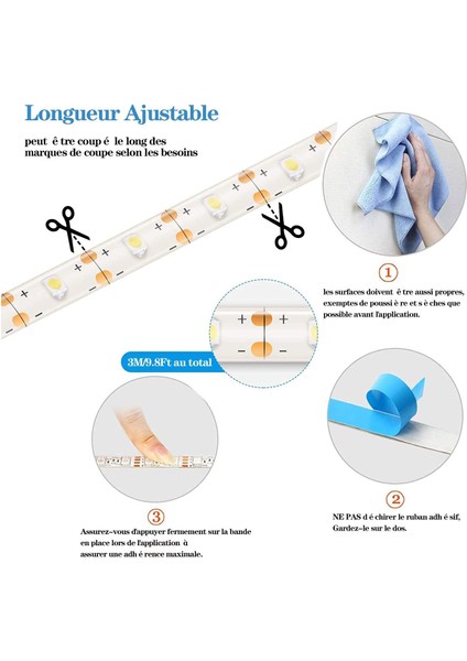 Pille Çalışan LED Şerit Hareket Sensörü, Dolaplar, Merdivenler, Mutfak, Yatak Için 2m 60 LED Pille Çalışan Hareket Sensörü Şerit Işığı (Beyaz) (Yurt Dışından) indirimleri