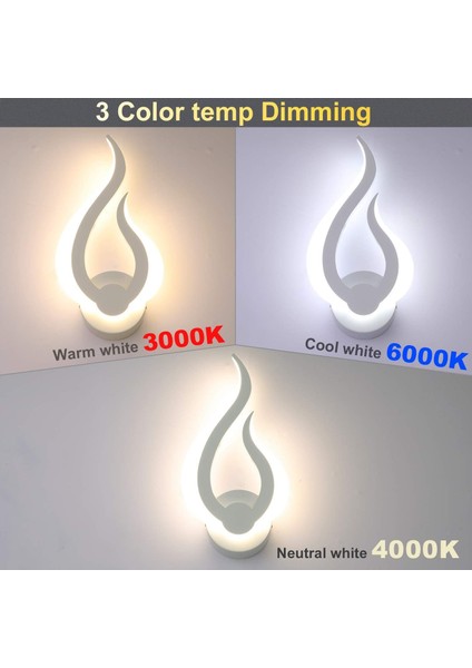 LED Iç Mekan Duvar Lambası 3 Renk Sıcaklığı 10W Üç Renkli Aydınlatma Modern Duvar Lambası Akrilik Gece Lambası Yatak Odası Çocuk Ofisi Koridor Oturma Odası (Beyaz) (Sol) (Yurt Dışından) fiyatları