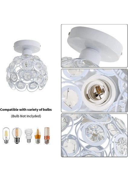 Modern Beyaz Kristal Tavan Lambası, Mini Yarı Gömme Montajlı Kristal Avize E27 Iç Mekan Aydınlatma, Oturma Odası, Sundurma, Koridor Için Uygundur (Yurt Dışından) modelleri