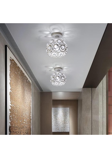 Modern Beyaz Kristal Tavan Lambası, Mini Yarı Gömme Montajlı Kristal Avize E27 Iç Mekan Aydınlatma, Oturma Odası, Sundurma, Koridor Için Uygundur (Yurt Dışından) indirimleri