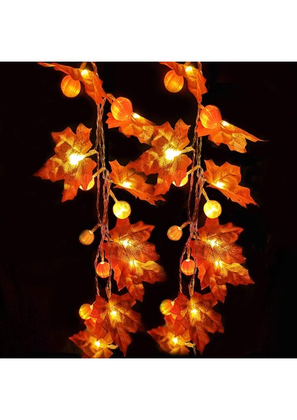 Dekoratif 10FT 30 LED Kabak Akçaağaç Yaprağı Garland Dize Işıkları Sonbahar Dekorasyonu Için Mevsimsel Işıklar Parti Iç Mekan Dış Mekan Dekorasyonu (Yurt Dışından)