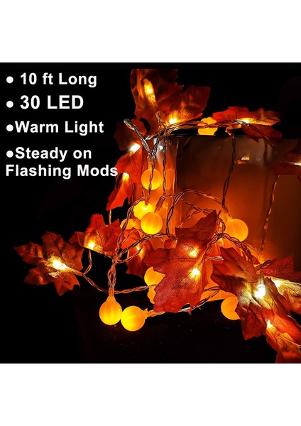 Dekoratif 10FT 30 LED Kabak Akçaağaç Yaprağı Garland Dize Işıkları Sonbahar Dekorasyonu Için Mevsimsel Işıklar Parti Iç Mekan Dış Mekan Dekorasyonu (Yurt Dışından) modelleri
