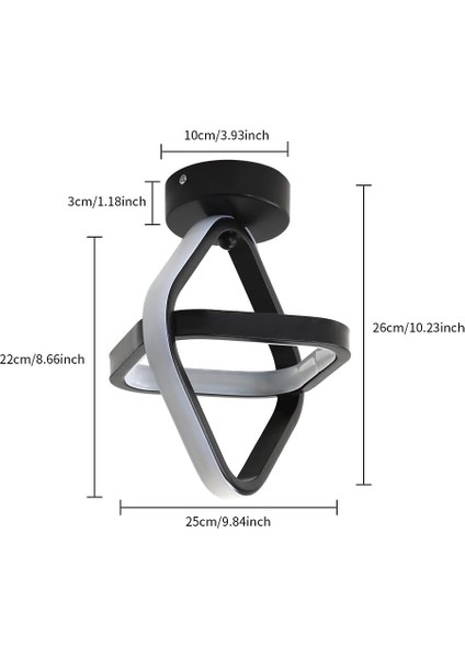 LED Tavan Işığı, Siyah Modern Avize Lamba 22W Koridor Balkon Için Kare Koridor Tavan Işığı, 3000K Sıcak Beyaz Işık, Çap 22CM (Yurt Dışından) indirimleri