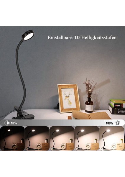 LED Masa Lambası Kelepçe Okuma Masası Yatak Adaptörü ile Parlaklık Ayarı Ofis ve Ev Için Göz Bakımı 360° Esnek (Yurt Dışından) modelleri