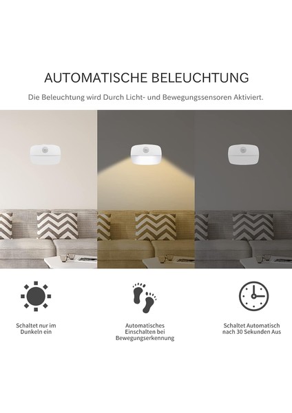 Hareket Dedektörlü LED Gece Lambası, 8 Parçalı Çocuk Gece Lambası, Otomatik Açma/kapama Sensörü Işığı (Yurt Dışından) modelleri