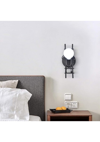 Insansı Duvar Lambası Kapalı E27 Modern Endüstriyel Duvar Aplik Oturma Odası Koridor Yatak Odası Için Basit Stil Duvar Lambası 220V Ampul Dahil Değil (Siyah) (Yurt Dışından) fırsatları