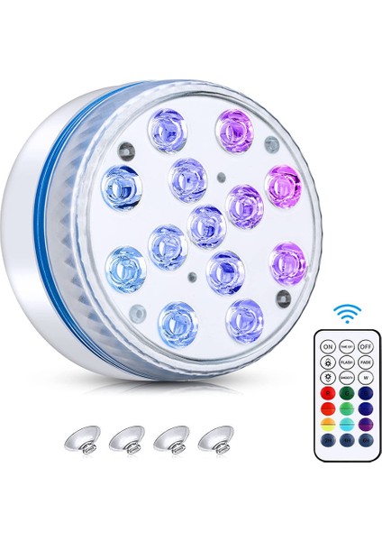 Pecosso Sualtı Lambası, 13 Su Geçirmez LED Masa Lambası, Mıknatıslı, Vantuz, Zamanlayıcılı Radyo Uzaktan Kumanda (1 Paket) (Yurt Dışından)