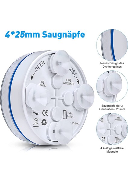 Pecosso Sualtı Lambası, 13 Su Geçirmez LED Masa Lambası, Mıknatıslı, Vantuz, Zamanlayıcılı Radyo Uzaktan Kumanda (1 Paket) (Yurt Dışından) fiyatları