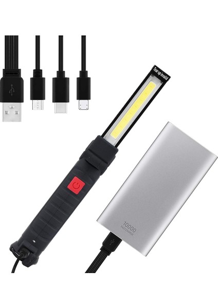 Şarj Edilebilir LED Taşınabilir Çalışma Işığı, Güçlü Şarj Edilebilir LED Çalışma Işığı, 5 Modlu Manyetik Tabanlı Cob Mıknatıslı Lamba [büyük, 2 Parça] (Yurt Dışından)