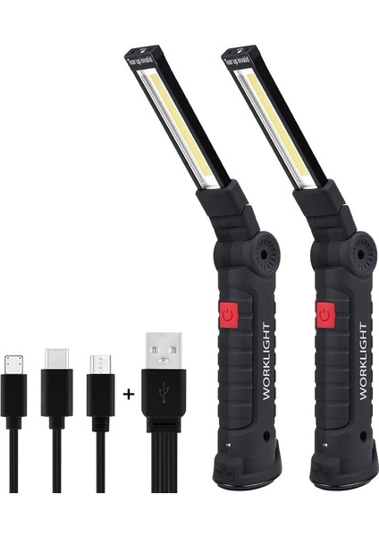 Şarj Edilebilir LED Taşınabilir Çalışma Işığı, Güçlü Şarj Edilebilir LED Çalışma Işığı, 5 Modlu Manyetik Tabanlı Cob Mıknatıslı Lamba [büyük, 2 Parça] (Yurt Dışından) fiyatları