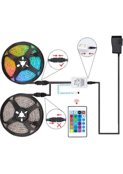 10M (2X5M) Şerit LED Işık, Rgb Işık Şeridi, 5050 Smd 300 LED Şerit Işık, 44 Tuşlu Uzaktan Kumandalı LED Peri Işık, Ayarlanabilir Parlaklık (Yurt Dışından) fırsatları