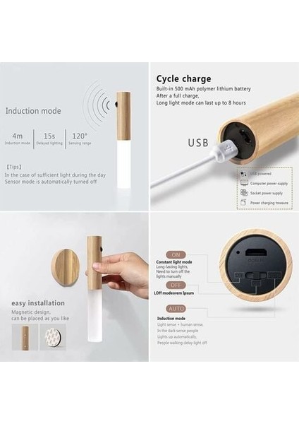 2 Set LED Merdiven Işık Hareket Sensörü Pille Çalışan Kapalı Ahşap Gece Lambası USB Şarj Edilebilir Taşınabilir Kablosuz Manyetik Dolap Duvar Işığı (Yurt Dışından) modelleri