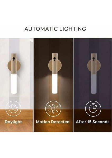 2 Set LED Merdiven Işık Hareket Sensörü Pille Çalışan Kapalı Ahşap Gece Lambası USB Şarj Edilebilir Taşınabilir Kablosuz Manyetik Dolap Duvar Işığı (Yurt Dışından) fırsatları