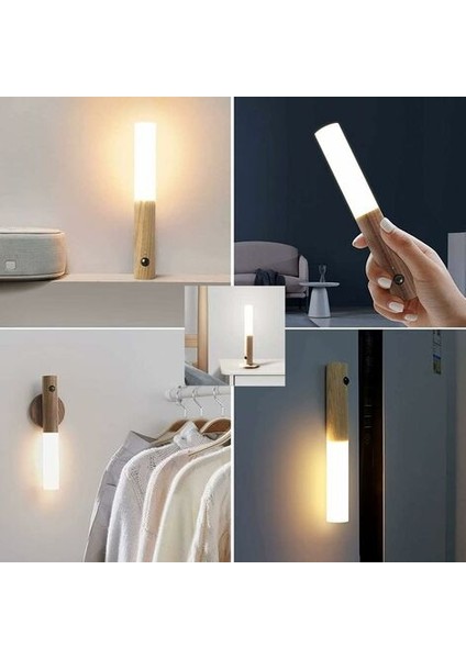 2 Set LED Merdiven Işık Hareket Sensörü Pille Çalışan Kapalı Ahşap Gece Lambası USB Şarj Edilebilir Taşınabilir Kablosuz Manyetik Dolap Duvar Işığı (Yurt Dışından) indirimleri