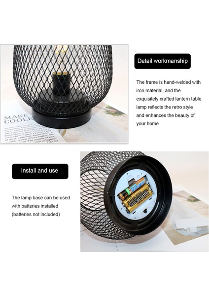 2'li Metal Kafesli Pille Çalışan Akülü LED Fener Seti Düğünler, Partiler, Verandalar, Iç Mekan ve Dış Mekan Etkinlikleri Için Ideal (Yurt Dışından) indirimleri