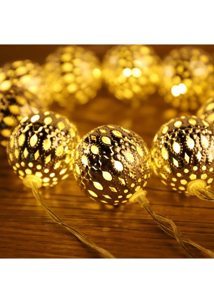 Fas LED Peri Işıkları - 5 Metre | Elektrik Fişi ile Pille Çalıştırılmaz | 50 LED Sıcak Beyaz | Küreler Oryantal | Deko Gümüş (Yurt Dışından) modelleri