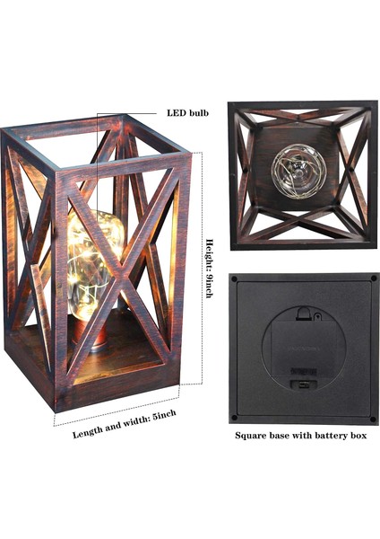 LED Vintage Fenerler Rustik Country Tarzı Masa Lambası Zamanlayıcı ile Akülü Kafes Lambası Oturma Odası Çocuk Yatak Odası Bahçe Veranda Güverte Peyzaj Dekor (Antik Bakır) (Yurt Dışından) fiyatları