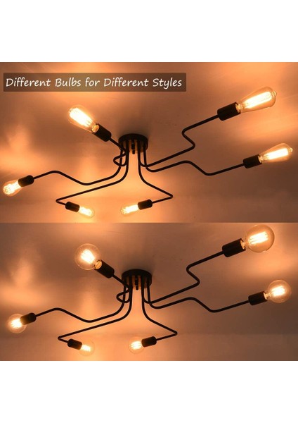 Modern Siyah Avize Sarkıt 6 E27 Oturma Odası Yatak Odası Mutfak Için (Ampul Olmadan) (Yurt Dışından) indirimleri
