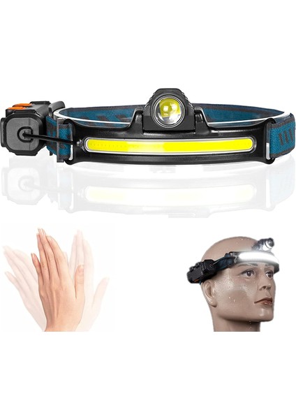 Hareket Sensörlü LED El Feneri, Süper Parlak Yakınlaştırılabilir Far, USB Şarj Edilebilir, Su Geçirmez, 6 Aydınlatma Modu (Yurt Dışından)