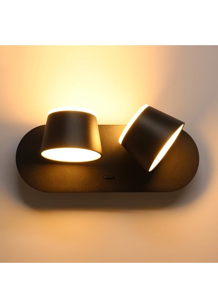 LED Duvar Işığı 2 Ampul Anahtarlı Siyah Okuma Işığı Iç Mekan 12 W Modern Duvar Işığı Sıcak Beyaz 3000 K Yukarı Yönlü Duvar Işığı (Yurt Dışından)