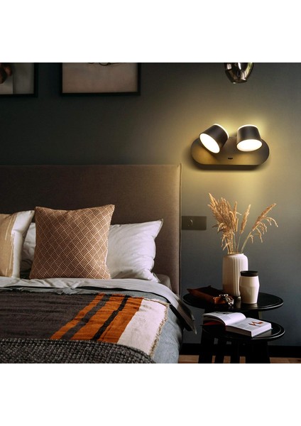 LED Duvar Işığı 2 Ampul Anahtarlı Siyah Okuma Işığı Iç Mekan 12 W Modern Duvar Işığı Sıcak Beyaz 3000 K Yukarı Yönlü Duvar Işığı (Yurt Dışından) fiyatları