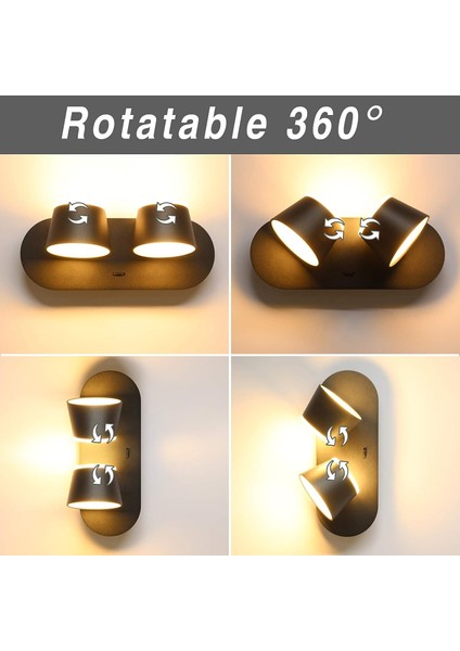 LED Duvar Işığı 2 Ampul Anahtarlı Siyah Okuma Işığı Iç Mekan 12 W Modern Duvar Işığı Sıcak Beyaz 3000 K Yukarı Yönlü Duvar Işığı (Yurt Dışından) indirimleri