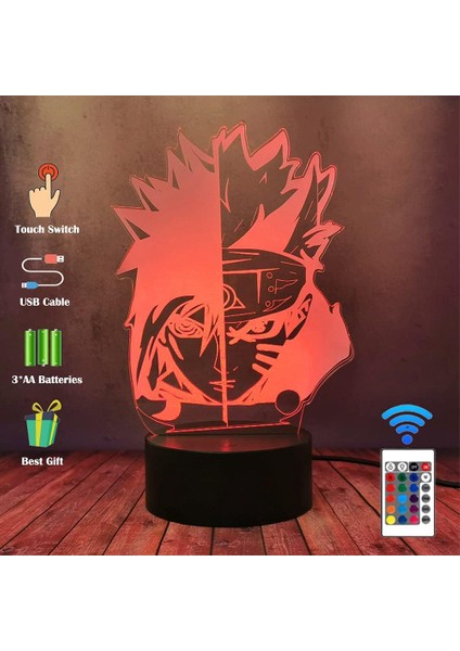 Yaratıcı Masa Lambası 16 Renk Avize Gece Lambası 3D Uzumaki Naruto Uchiha Sasuke Masa Lambası, Japon Anime, Yatak Odası Dekor, Doğum Günü Hediyesi (Yurt Dışından) fiyatları