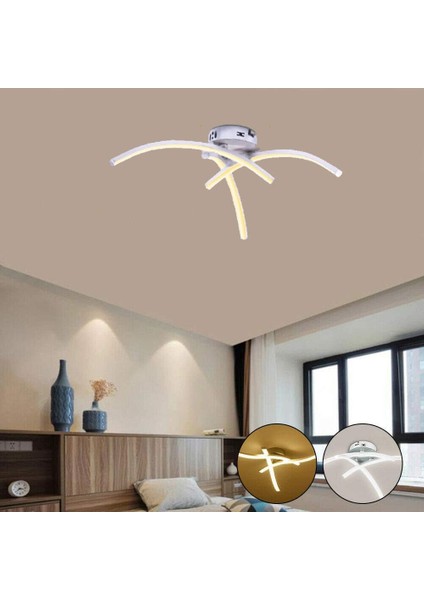 LED Tavan Lambası, Oturma Odası Yatak Odası Yemek Odası Için 3 Kavisli Işıklı Modern Tasarım Kavisli Tavan Avize Lambası (Yurt Dışından)