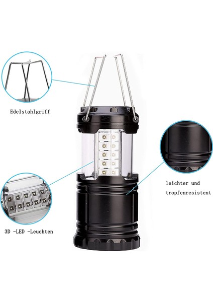 LED Kamp Feneri, 2'li LED Kamp Lambası Paketi, Yürüyüş, Kamp, Acil Durum, Balık Tutma, Gece Lambası Için Pille Çalışan Su Geçirmez Dış Mekan Işığı, Açması ve Kapatması Kolay (Yurt Dışından) indirimleri