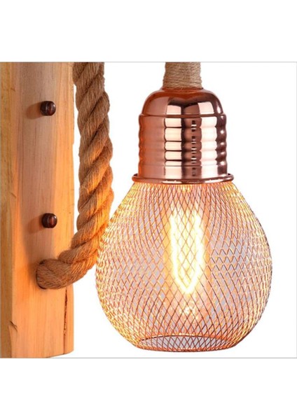 Vintage Masif Ahşap Duvar Lambası, Retro Endüstriyel Stil Halat Duvar Lambası, Rustik Duvar Lambası Iç Aydınlatma, Metal Gölge, E27, Kırmızı Kahverengi (Yurt Dışından) fiyatları
